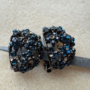 Elegant Black and Blue Crystal Earrings